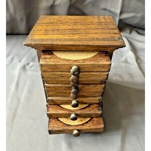 Vintage Set of 8 Wooden‎ Stackable Drawer Drink Cocktail Coasters Made in Japan